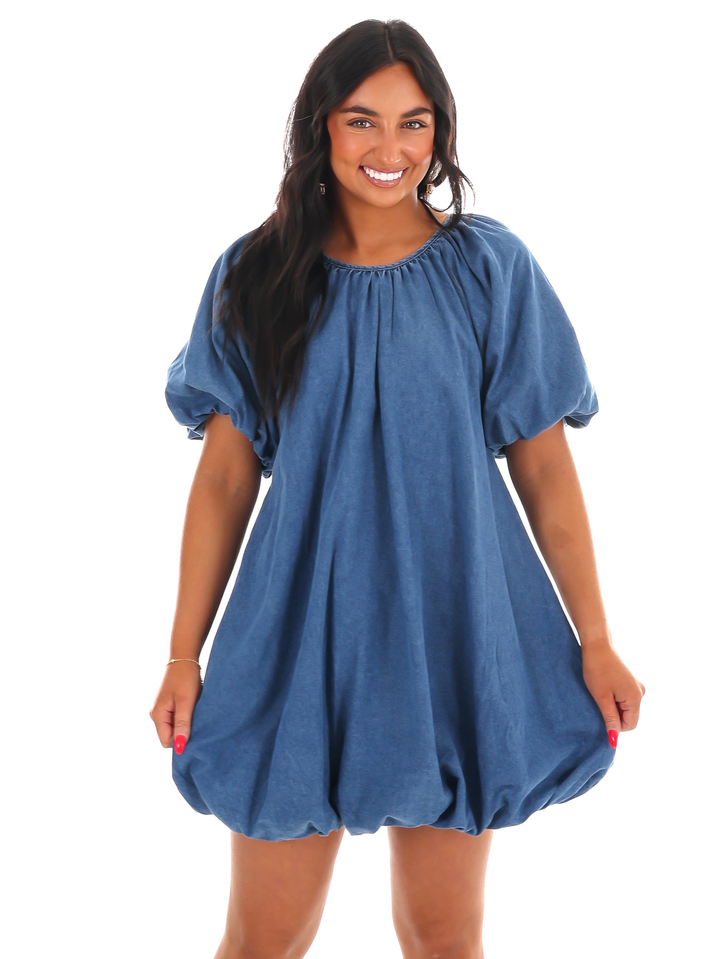 Edge and Elegance Denim Bubble Dress