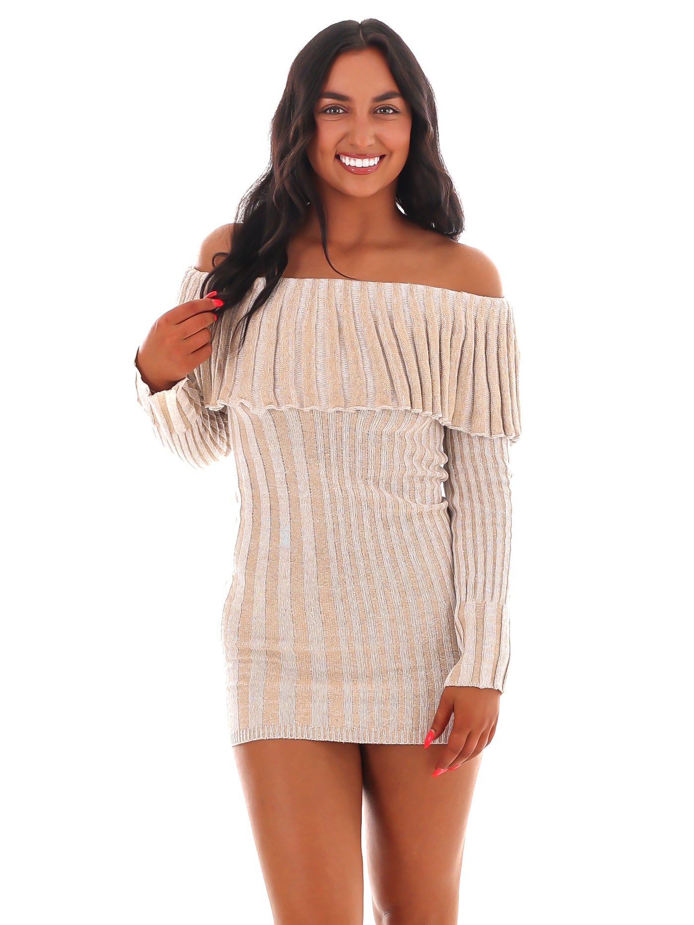 Carefree Kiss Off Shoulder Mini Dress