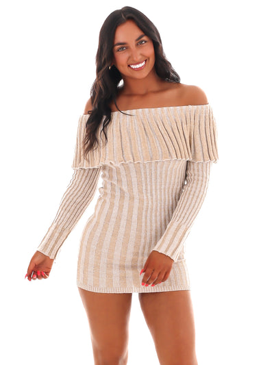 Carefree Kiss Off Shoulder Mini Dress