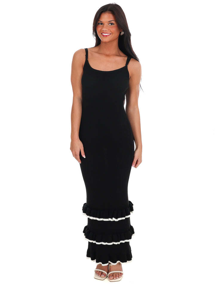 Seaside Ruffle Knit Maxi Dress