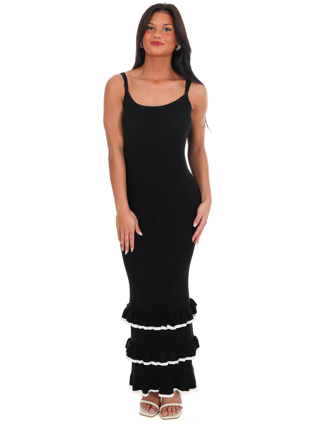 Seaside Ruffle Knit Maxi Dress