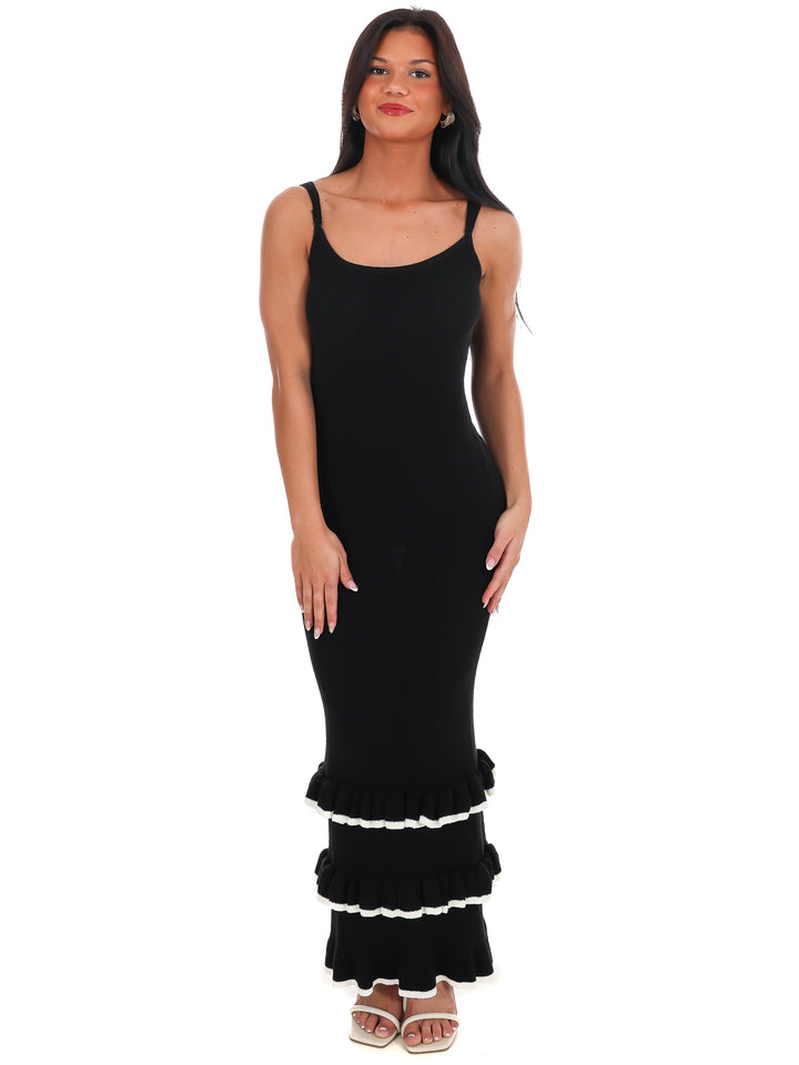 Seaside Ruffle Knit Maxi Dress