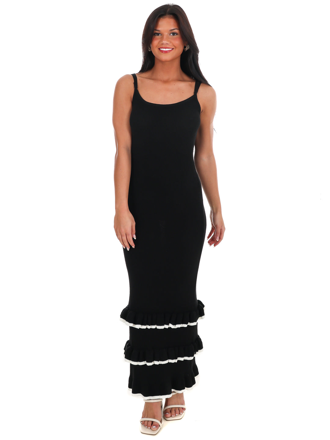 Seaside Ruffle Knit Maxi Dress