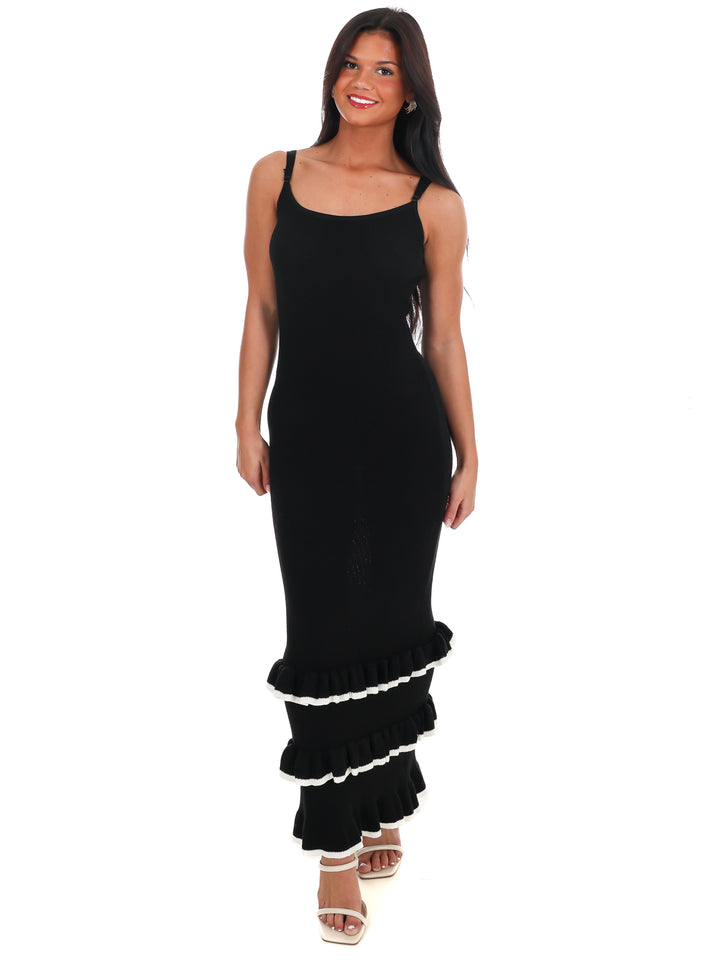 Seaside Ruffle Knit Maxi Dress
