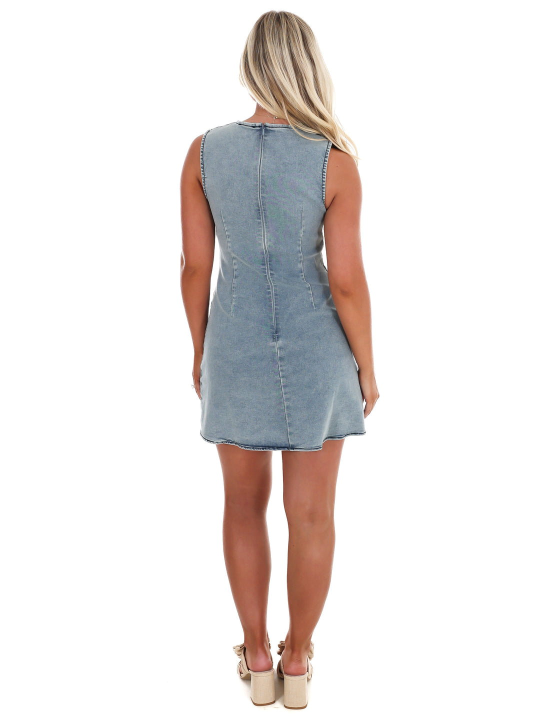Sunday Sweetheart Bow Denim Mini Dress