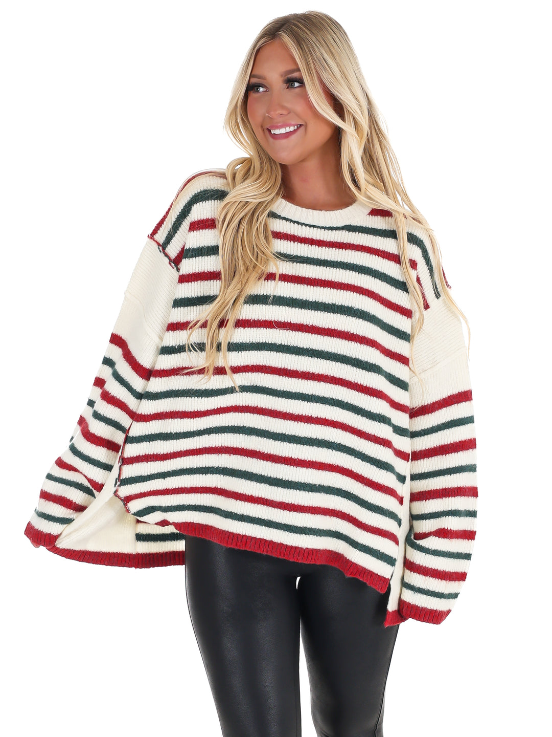 Holiday Parade Stripe Oversized Sweater