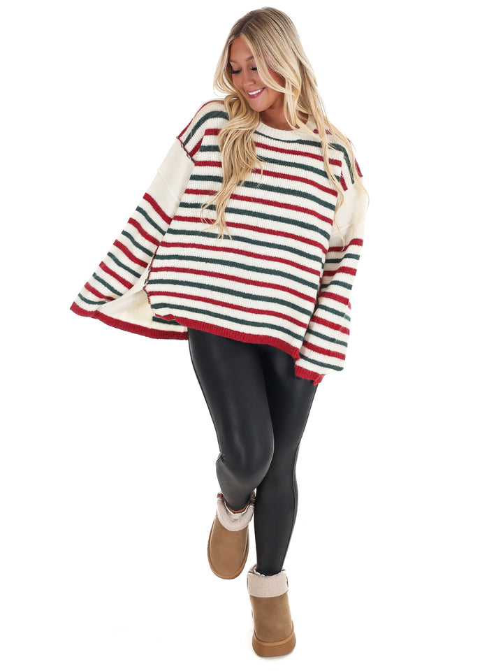 Holiday Parade Stripe Oversized Sweater