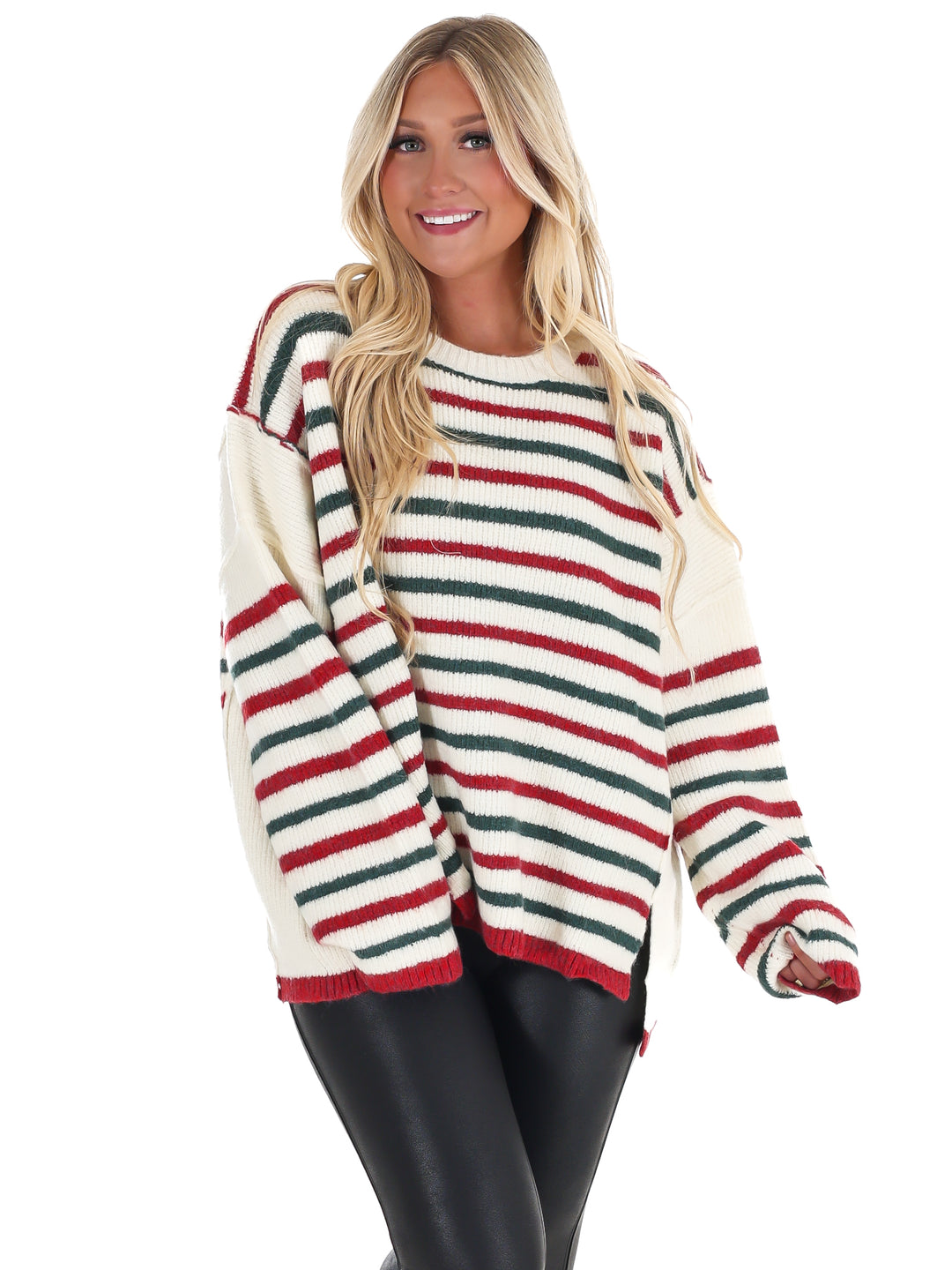 Holiday Parade Stripe Oversized Sweater