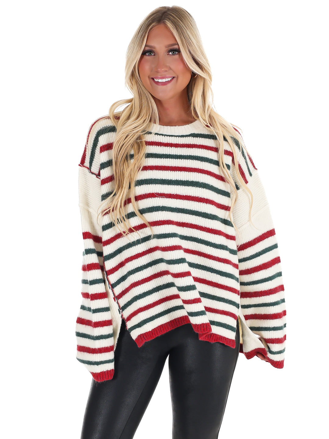 Holiday Parade Stripe Oversized Sweater