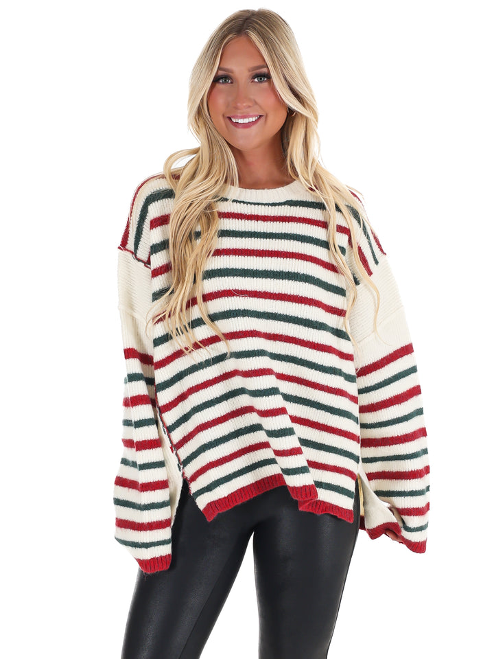 Holiday Parade Stripe Oversized Sweater