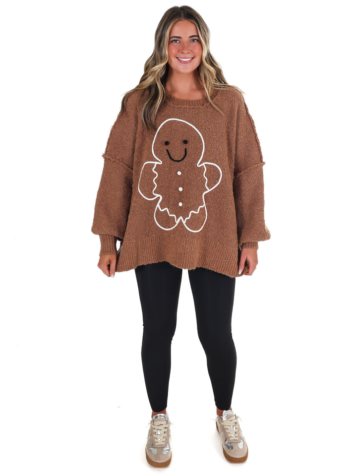 Gingerbread Man Oversized Sweater Top
