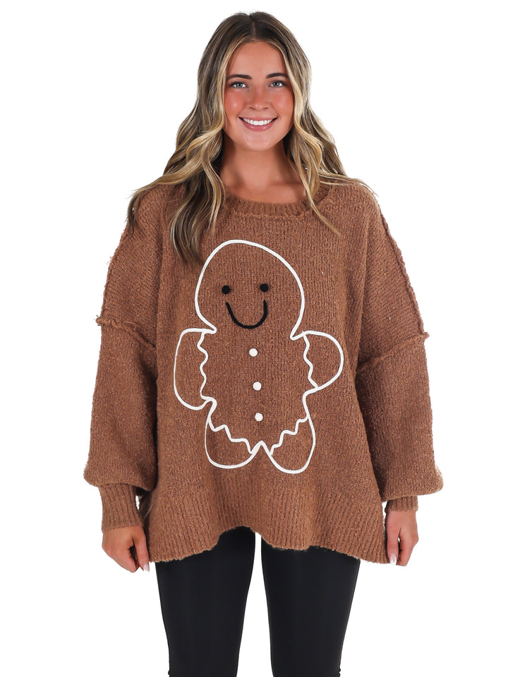 Gingerbread Man Oversized Sweater Top