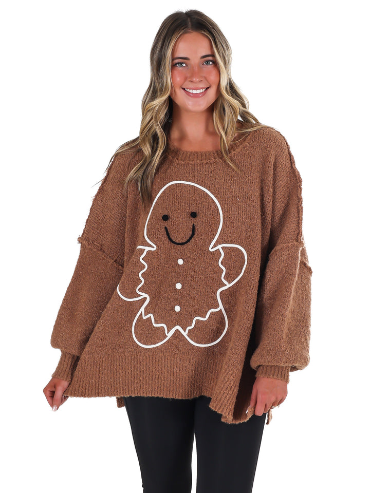 Gingerbread Man Oversized Sweater Top