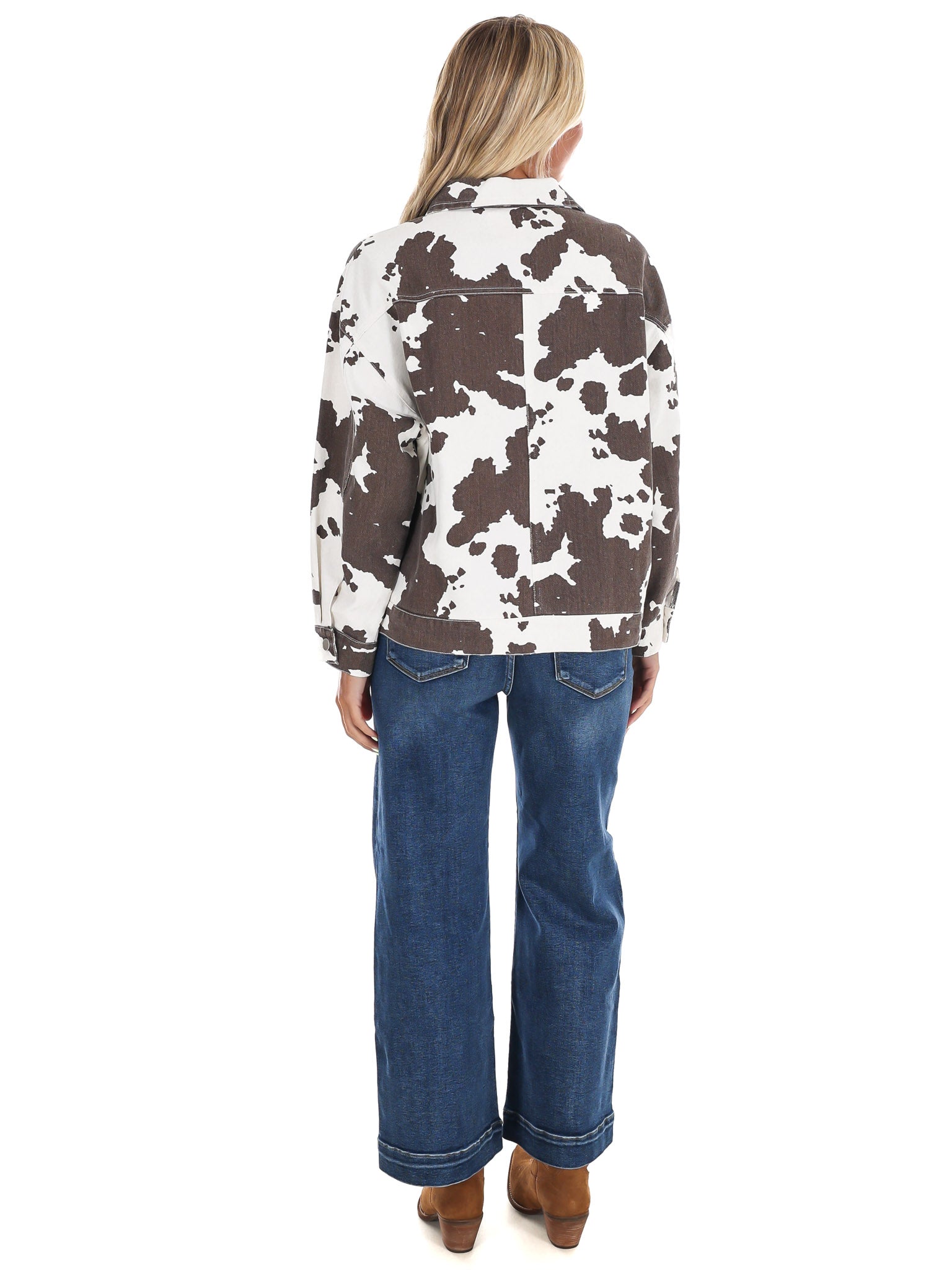 A Cowgirl's Favorite Cow Print Denim Jacket – Josie's Boutique