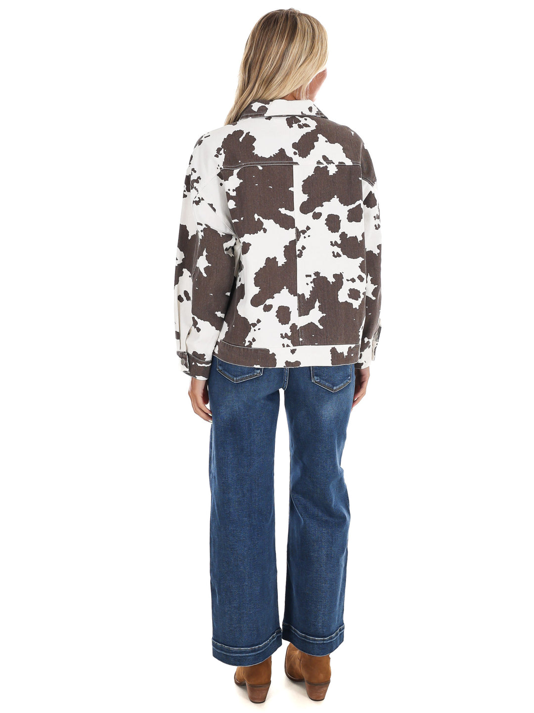 A Cowgirl's Favorite Cow Print Denim Jacket