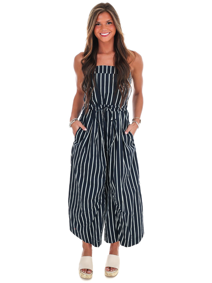 Harbor Nights Strapless Barrel Jumpsuit