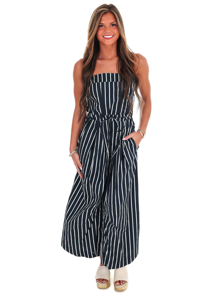 Harbor Nights Strapless Barrel Jumpsuit