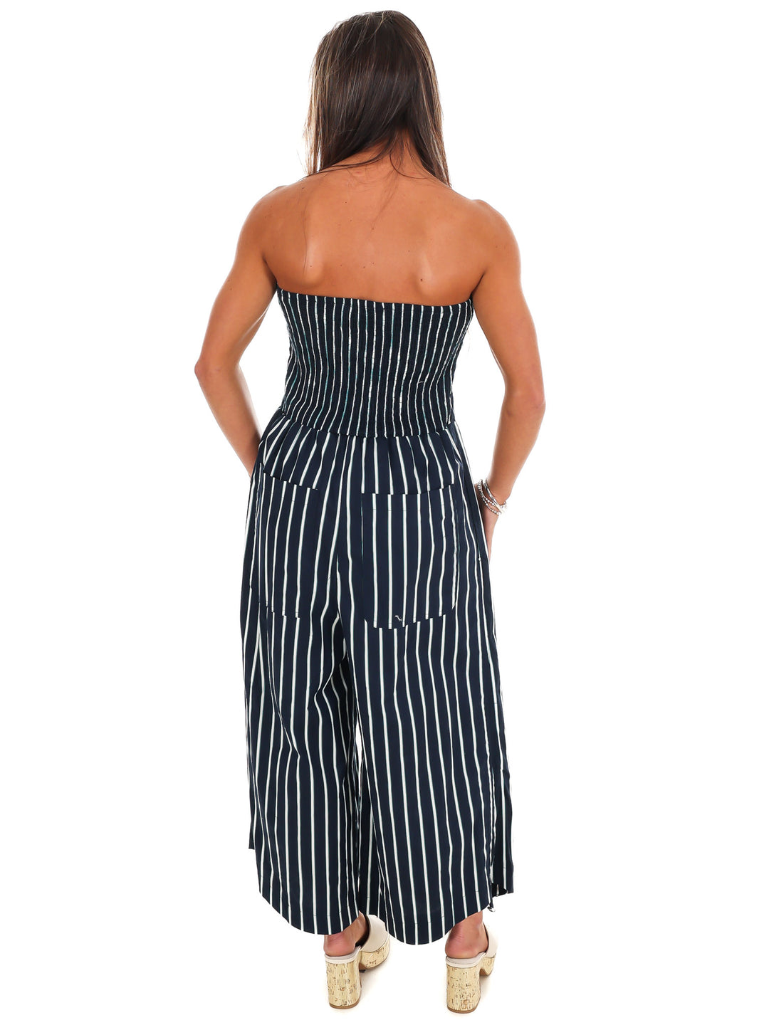 Harbor Nights Strapless Barrel Jumpsuit