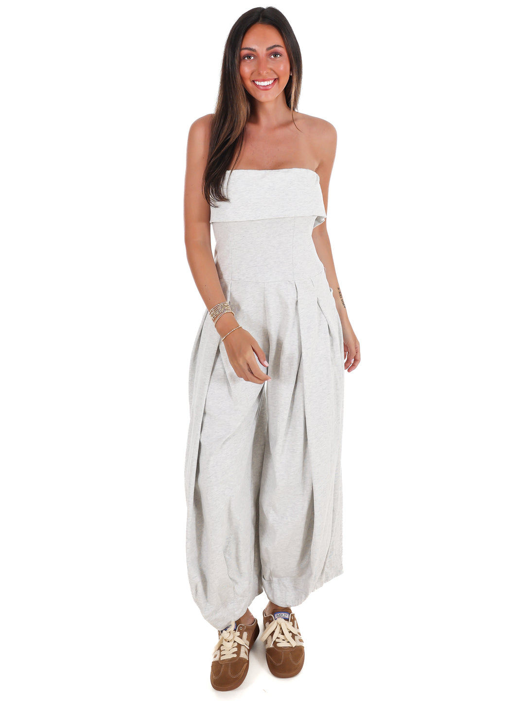 Carry On Strapless Barrel Jumpsuit