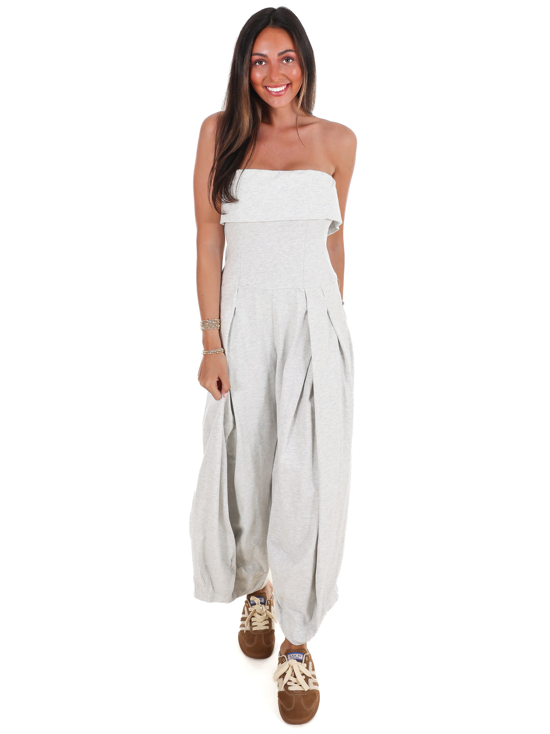 Carry On Strapless Barrel Jumpsuit
