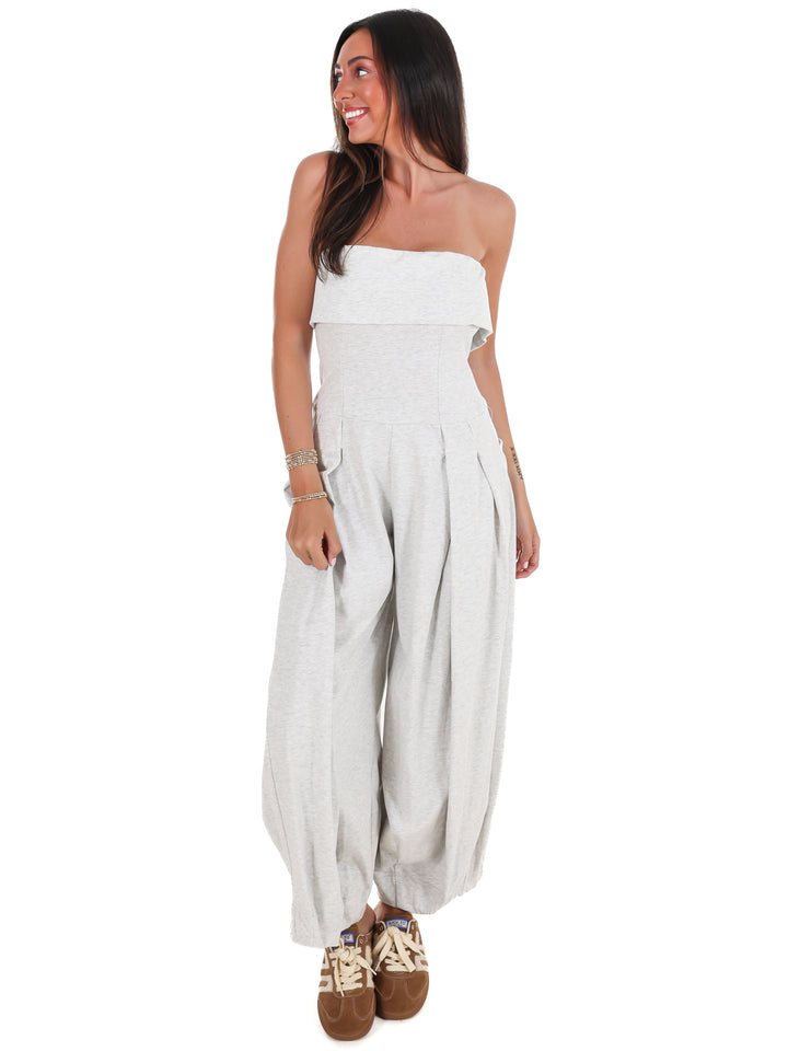 Carry On Strapless Barrel Jumpsuit