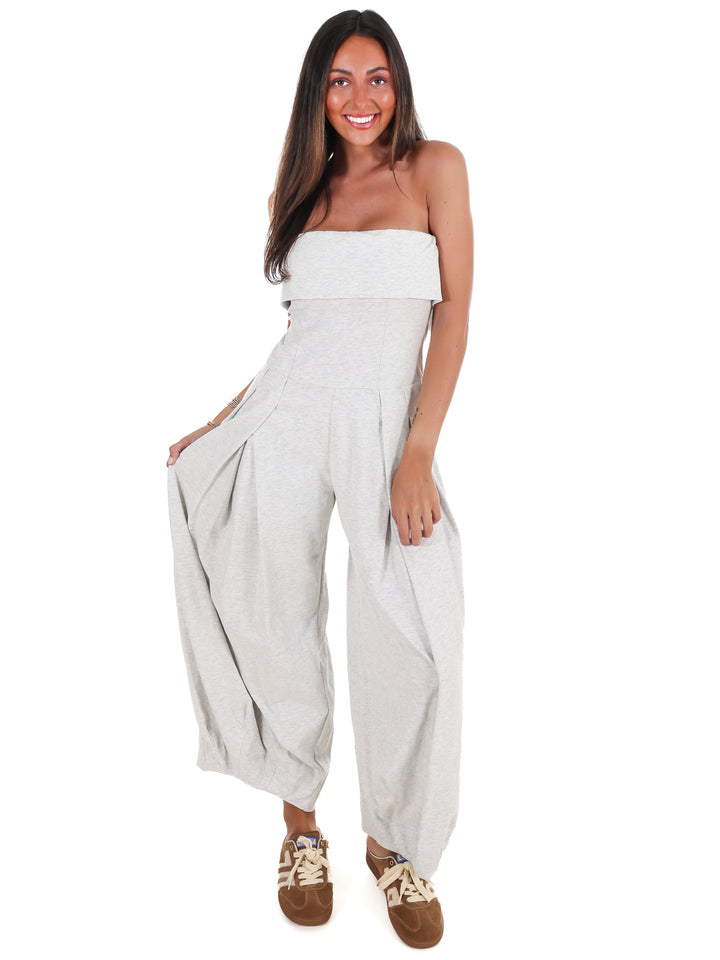 Carry On Strapless Barrel Jumpsuit