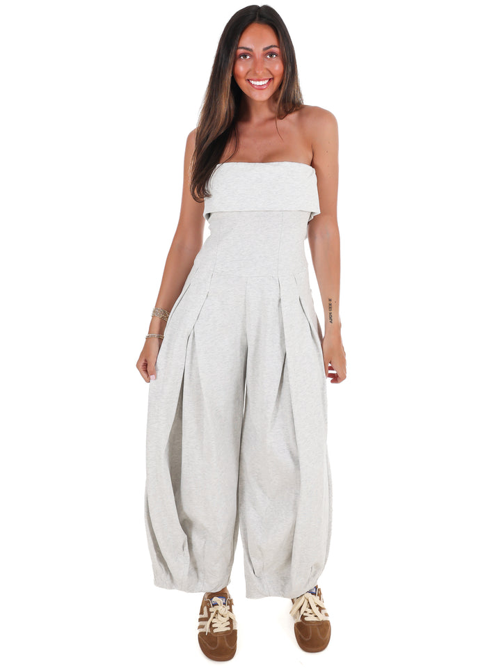 Carry On Strapless Barrel Jumpsuit