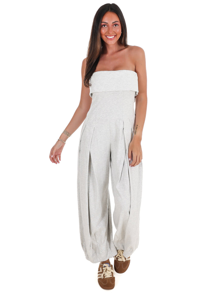 Carry On Strapless Barrel Jumpsuit
