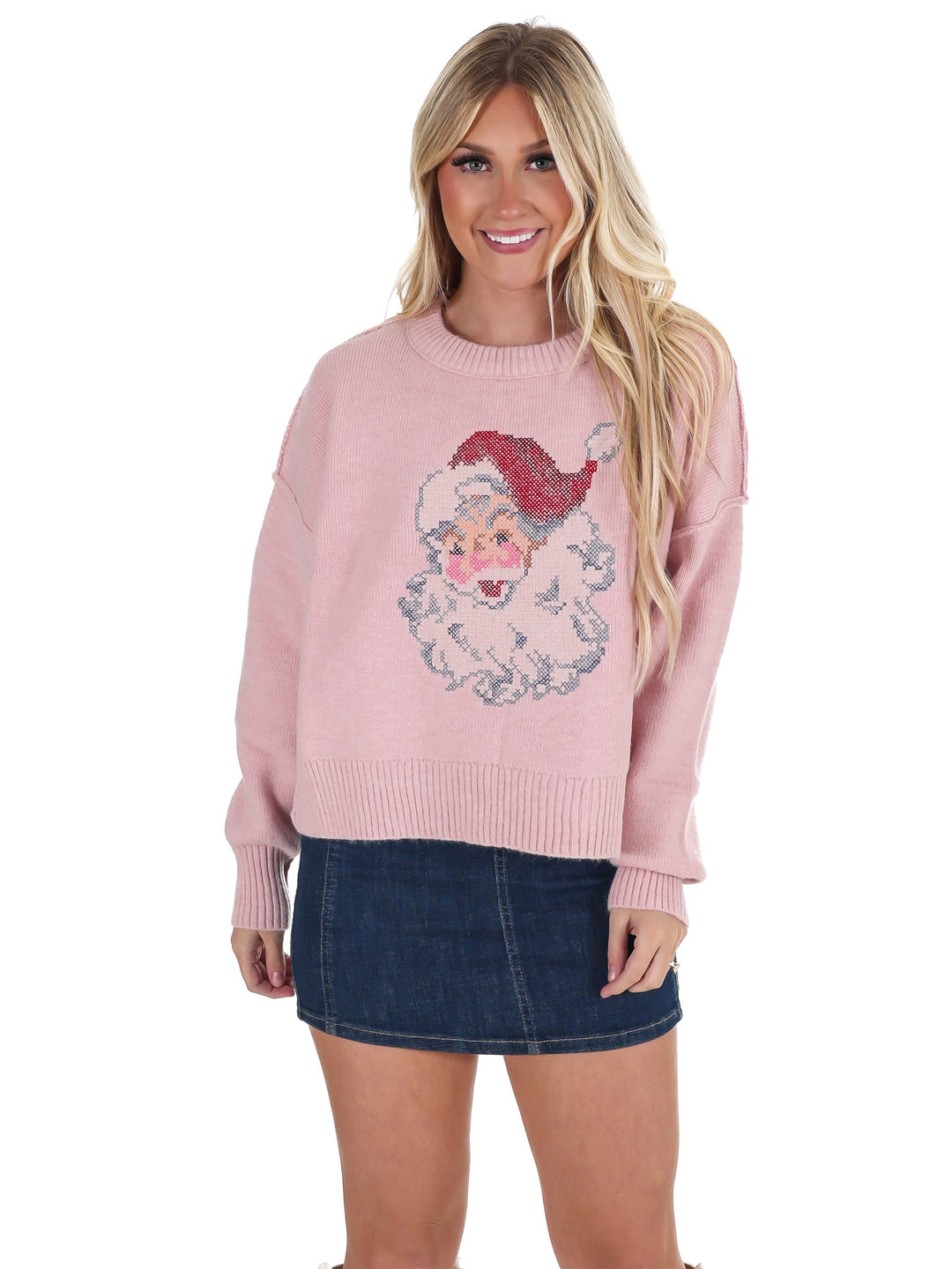 Holly Jolly Santa Embroidery Sweater