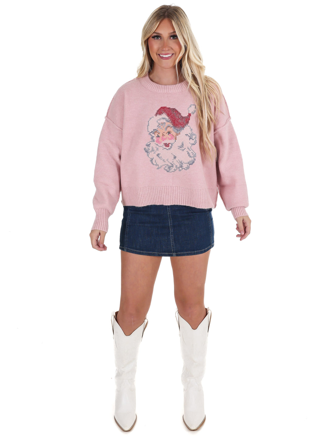 Holly Jolly Santa Embroidery Sweater
