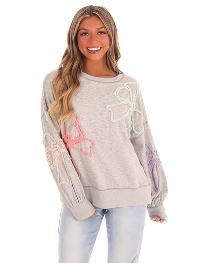 Thread Embroidery Oversized Sweatshirt