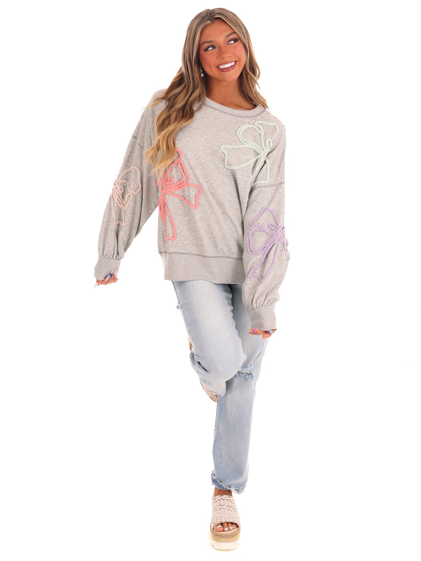 Thread Embroidery Oversized Sweatshirt