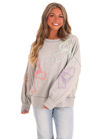 Thread Embroidery Oversized Sweatshirt