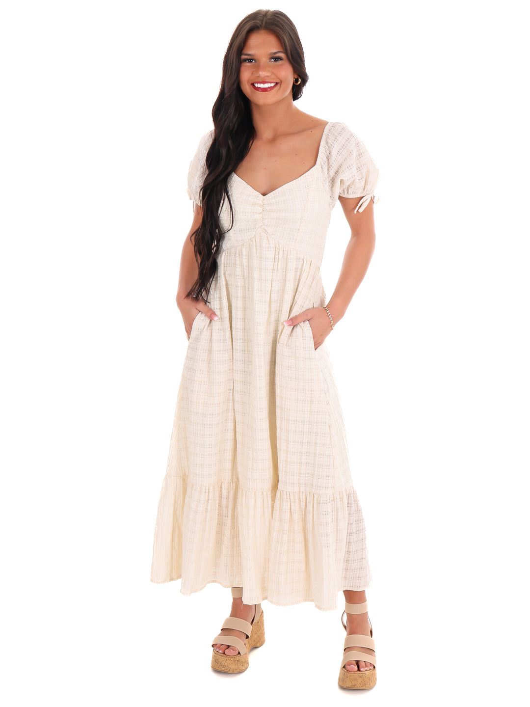 Just Having Fun Textured Midi Dress