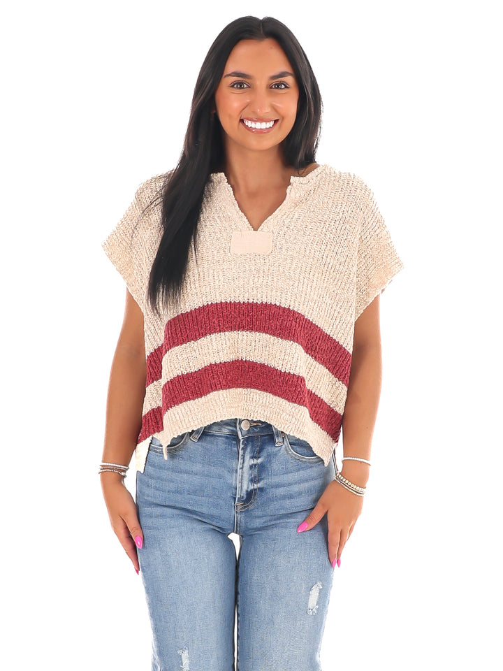 Trendy Stripe Sleeveless Sweater