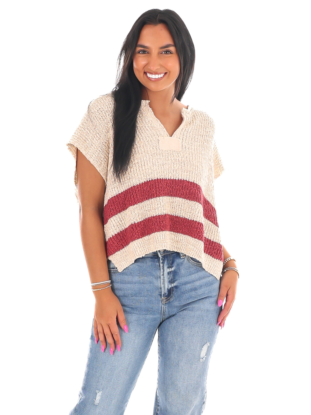 Trendy Stripe Sleeveless Sweater