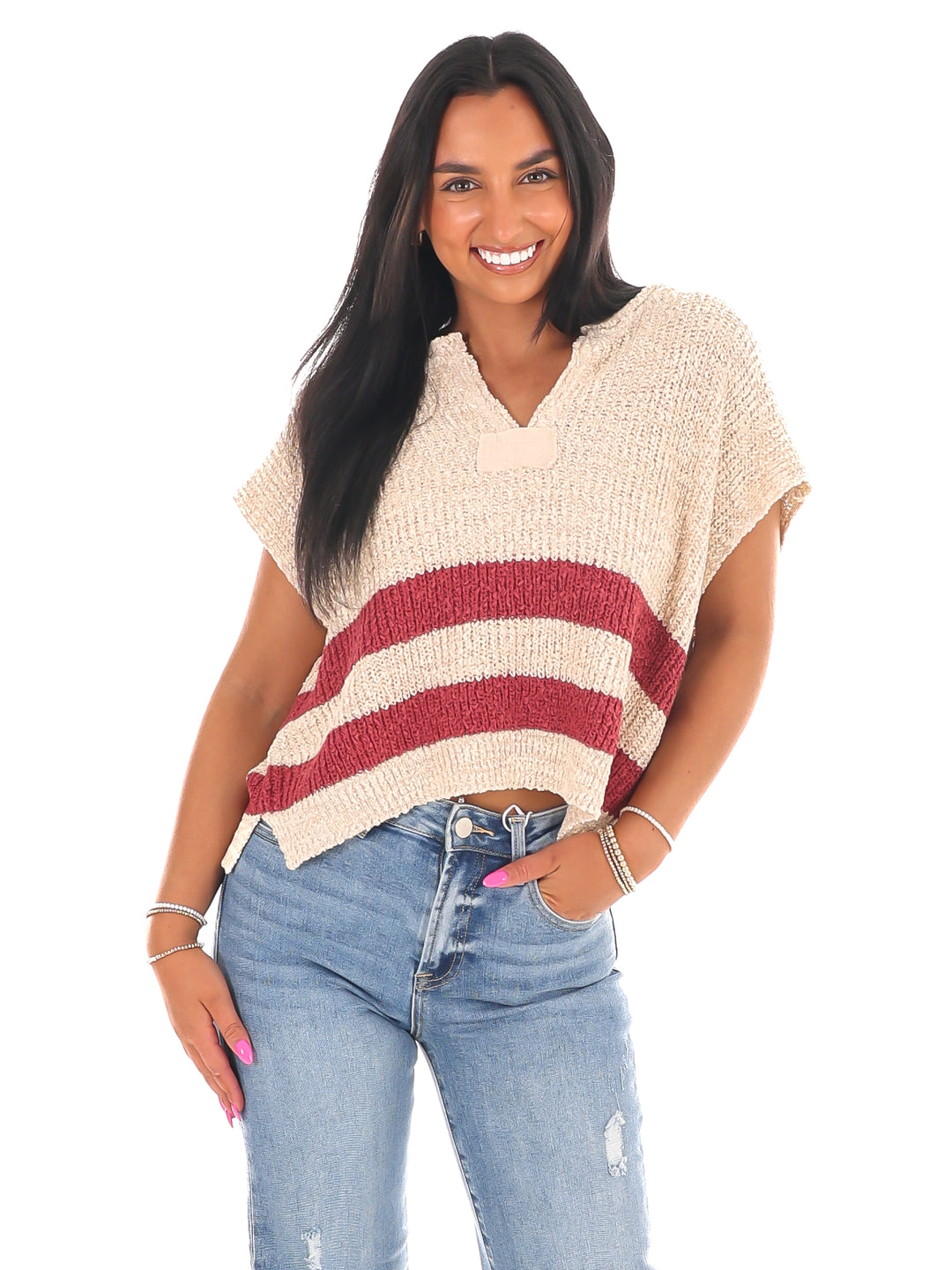 Trendy Stripe Sleeveless Sweater