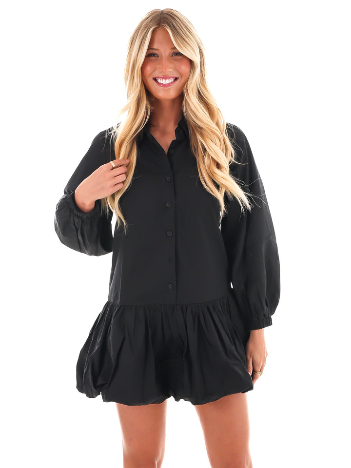 True to You Bubble Hem Shirt Dress