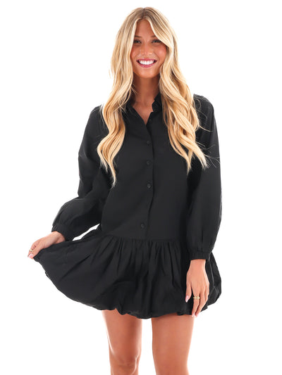 True to You Bubble Hem Shirt Dress