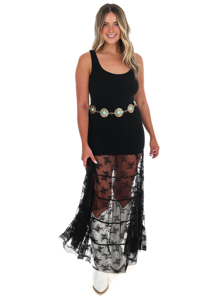 Rib and Lace Maxi Dress
