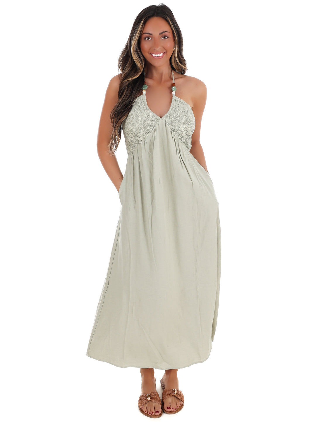 Drift Away Halter Neck Midi Dress