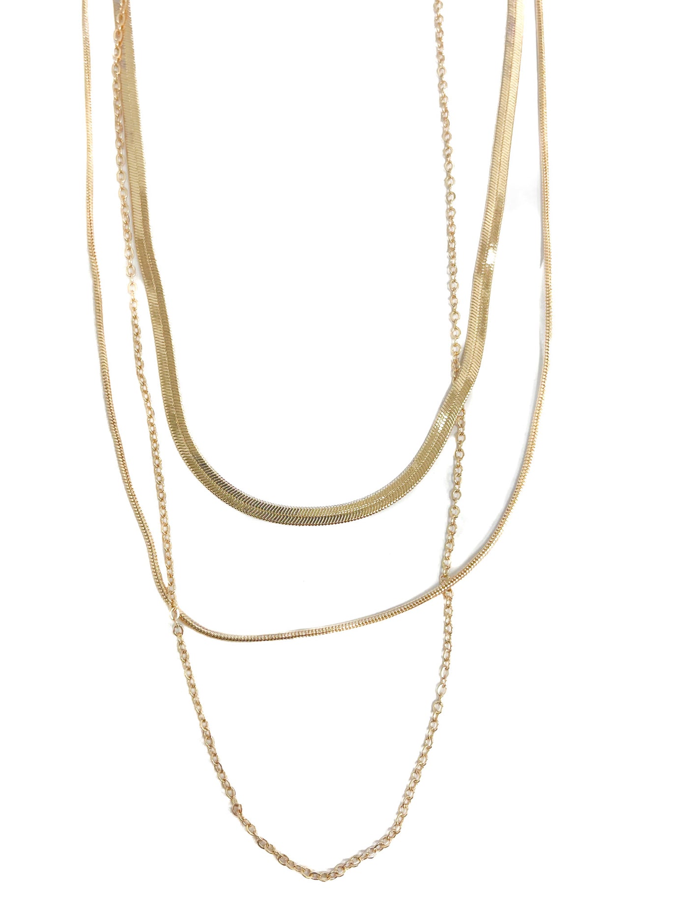 Layered Herringbone Gold Necklace