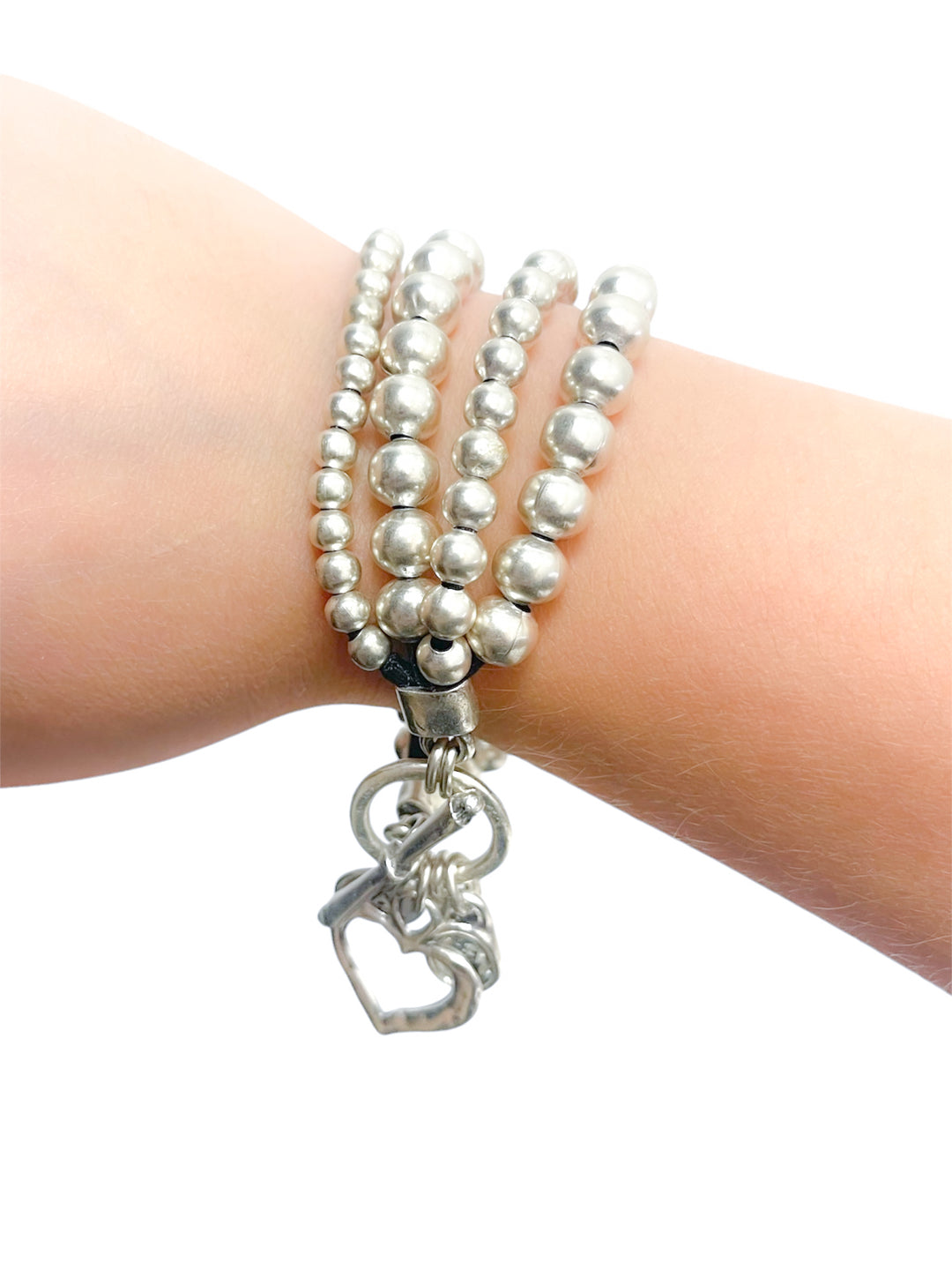 Stackable Silver Beaded Bracelet