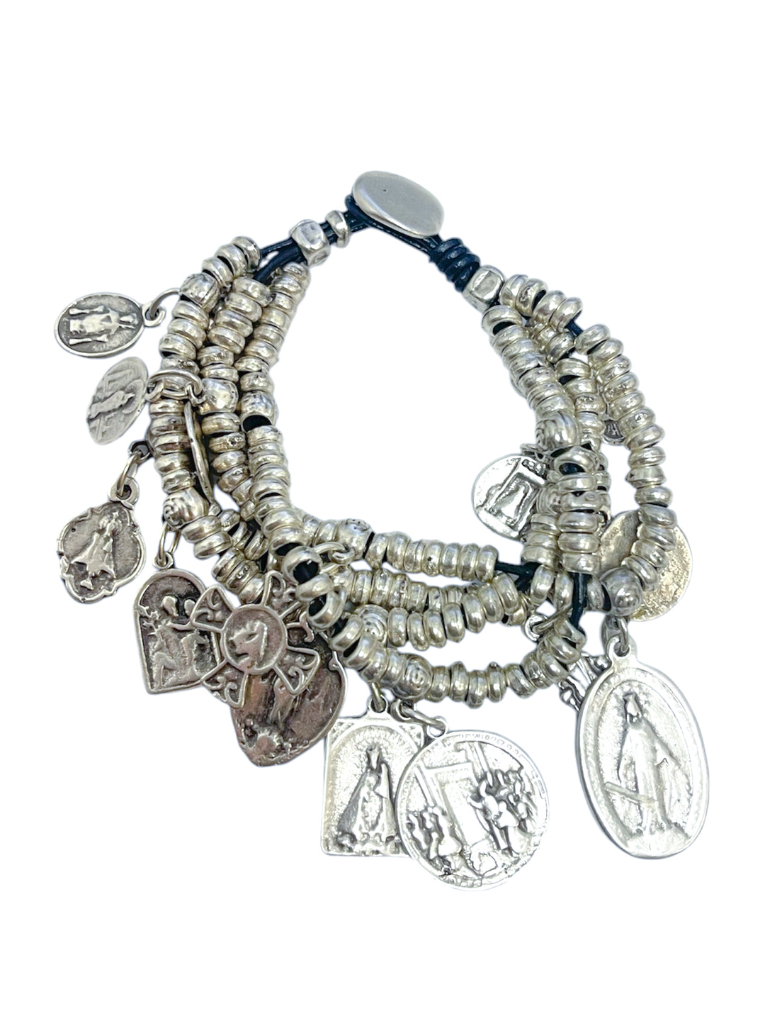 Stackable Silver Charm Bracelet