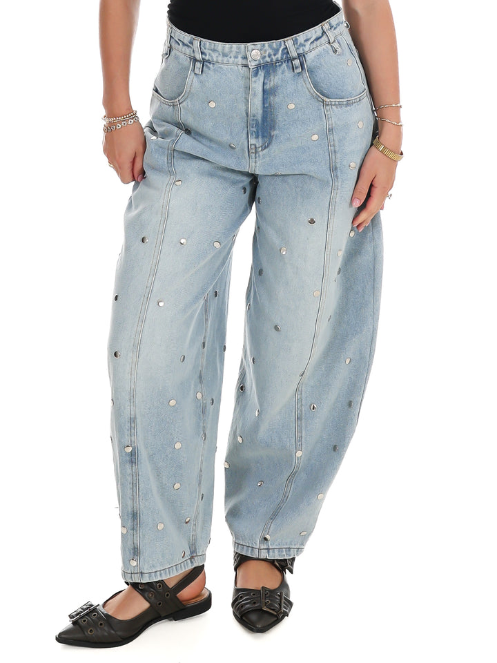 Silver Lining Studded Barrel Jeans
