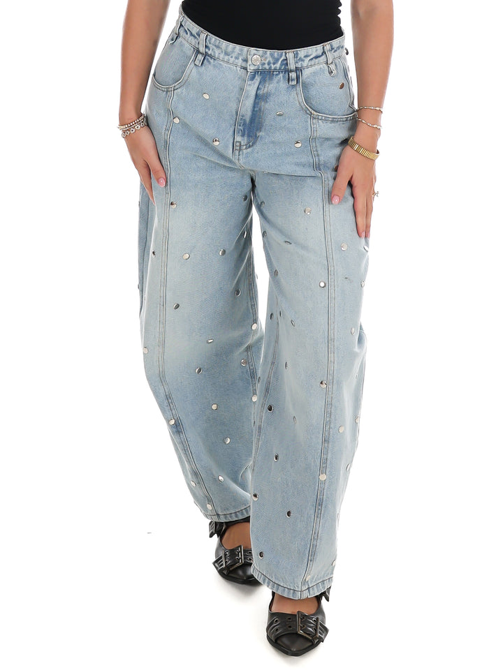 Silver Lining Studded Barrel Jeans