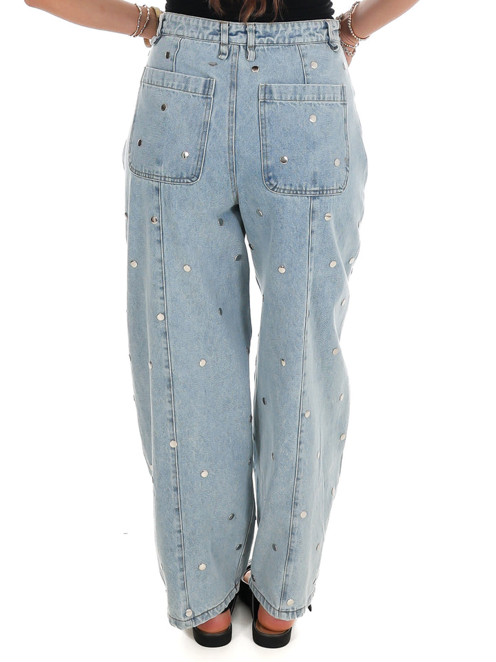 Silver Lining Studded Barrel Jeans