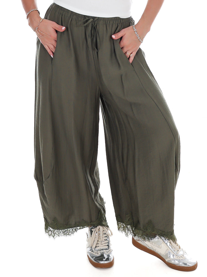 Meadowland Lace Trim Barrel Pants