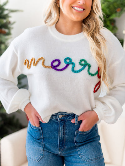 Merry Metallic Tinsel Sweter