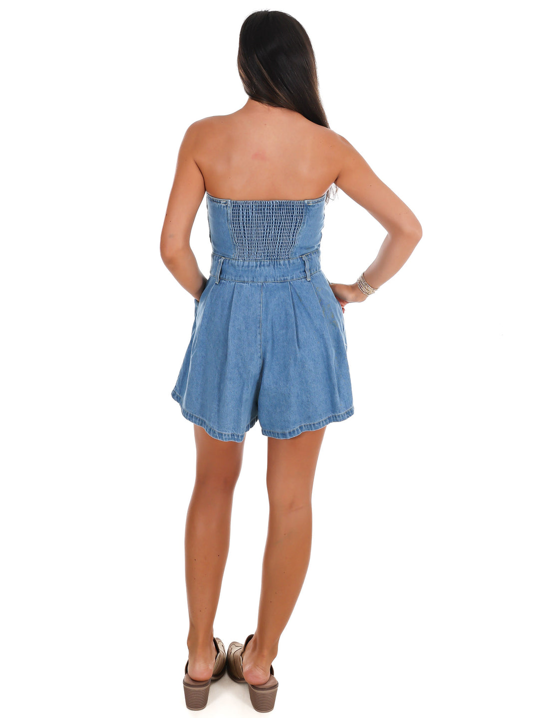 All American Strapless Denim Romper